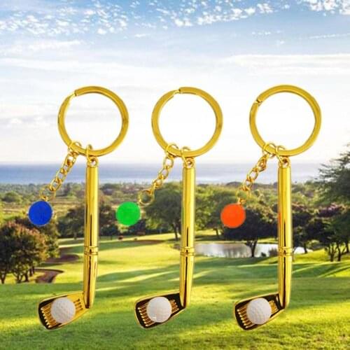 Golf Ball Keychain Non-fragile High Hardness Special Collections Mini Golf Racket Ball Pendant Keyring for Decor
