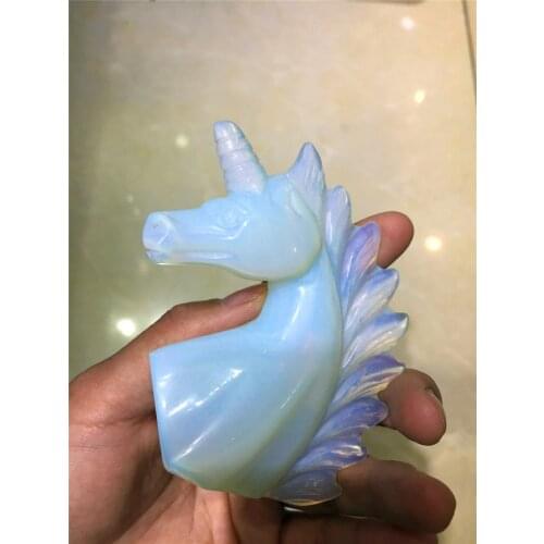 New arrivals drop shipping opal Crystal gemstone unicorn meditation reiki healing rock crystal hand carveings unicorn statue