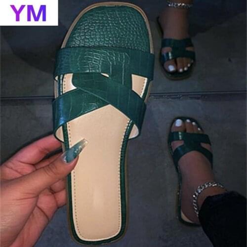 NEW 2021 Outdoors Women Summer Slides High Quality Open Toe Flat Casual Slipper Leisure Sandal Female Beach Flip Flops Size36-42
