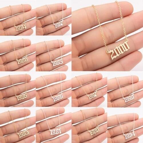 120 Pieces Personalized Year Number Necklace Stainless Steel Custom Number Birthday Gift Gold Silver Color Clavicle Chain Choker