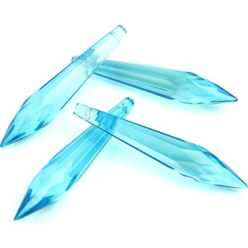 38MM/63MM/76MM Aquamarine K9 Crystal Chandelier Pendants Prisms Cut&Faceted Glass U-Icicle Drops For Cake Topper Decoration