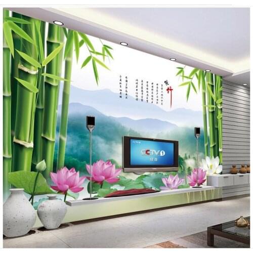 Custom High-end mural 3d wallpaper murals wall Landscape bamboo forest TV background wall hd mural TV background wall room decor