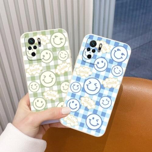 Purple Smiley For Xiaomi RedmiNote 10 10S 9T 9 8 7 Liquid Slicone Soft Cover Redmi 9 9A 9T K40 K30 K20 Pro Shockproof Phone Case