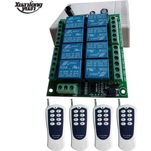 DC 12V 24V 8 CH RF Wireless Remote Control Switch Remote Control System 8CH 10A Relay 315/433 MHz Receiver +8 Button Transmitter