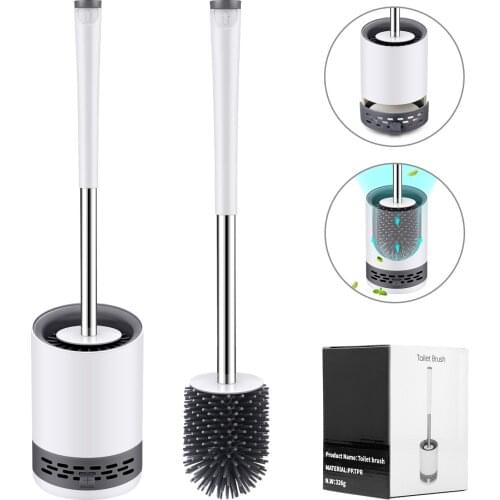 Silicone Toilet Brush Soft Bristle Wall-mounted Bathroom Toilet Brush Holder Set Clean Tool Durable Thermo Plastic Rubber