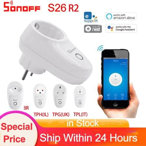 Sonoff S26 E/F Type WIFI Wireless Remote Control Socket Smart Timer Plug Power Socket EU Outlet Smart Home Automation Module