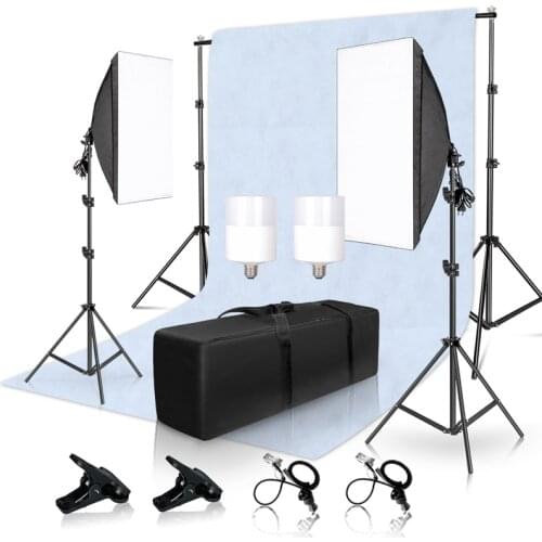 Photography Studio Softbox Lighting Kit 2Mx3M Background Support System White Backdrops Screen for Photo Video Product Shooting
