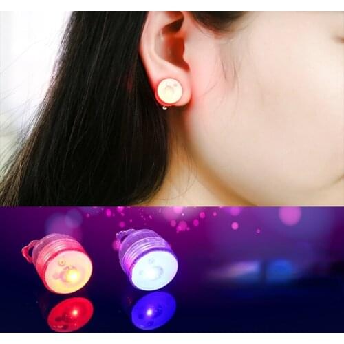 12 Pair Colorful LED Earrings Light Luminous Ear Stud Bar Party Club Ear Clip Masquerade Decoration Christmas Halloween Gifts