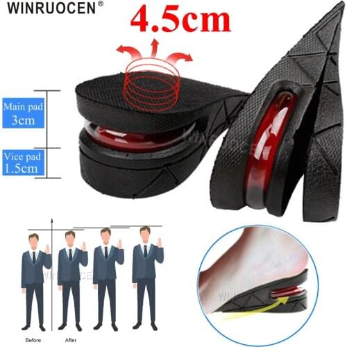 WINRUOCEN 4.5cm Height Increase Insole Cushion Height Shoe Heel Insert Taller Support Women Men Absorbant Quality Foot Half Pad