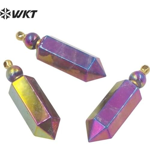 WT-P1615 Charming Purple Natural Stone Necklace Pendant Women Jewelry Aura Crystal Perfume Bottle Pendant Birthday Gift