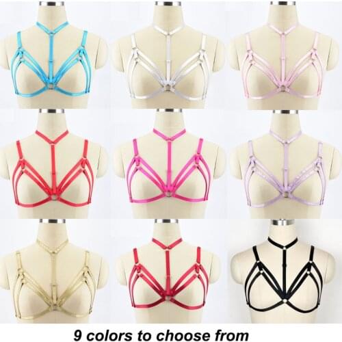 Women 9 colors Body Harness Sexy Lingerie Cage Bra Pole Dance Elastic Bra Harness Cage Harajuku Gothic Top Bondage Harness
