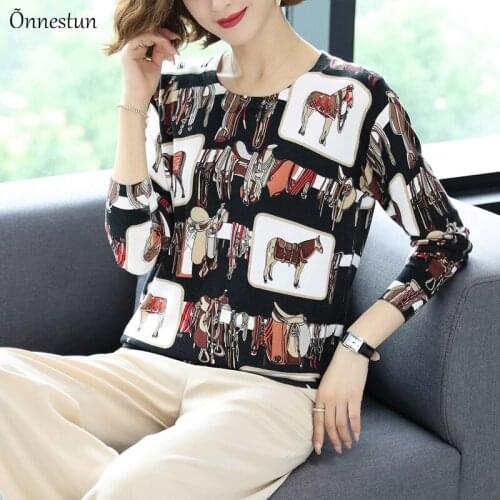 Women Sweater Autumn Loose Pullovers 2021 New Print Jumper Tops O-Neck Long Sleeve Casual Knitted Sweater Women