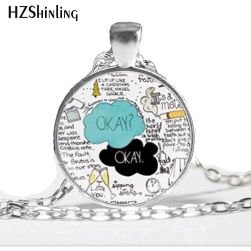 HZ--A97 Art Glass Cabochon Necklace Cloud Necklace The fault In Our Stars Necklace Glass Cabochon Dome Pendant HZ1
