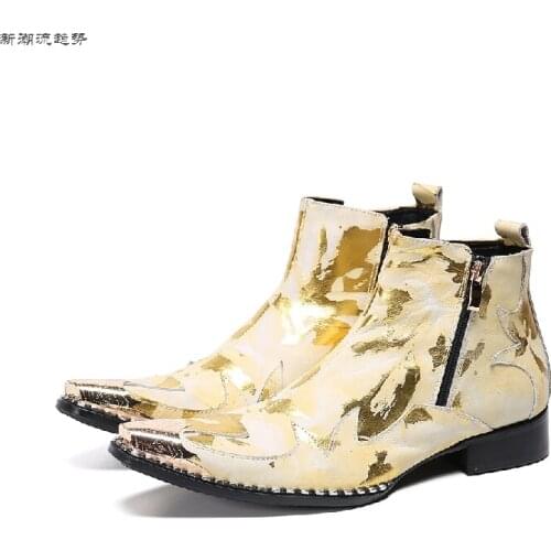 Winter botas hombre gold red steel metal toe chelsea botas militares zipper mens shoes genuine leather cowboy boots mens safety
