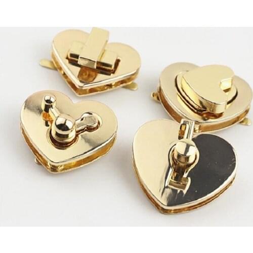 10pcs/lot luggage and handbag hardware accessories golden metal twist lock buckle heart-shaped bag lock