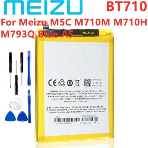 100% Original 3060mAh BT710 Battery For Meizu M5c M710M M710H M793Q Blue A5 Phone High Quality Battery + Free Gift