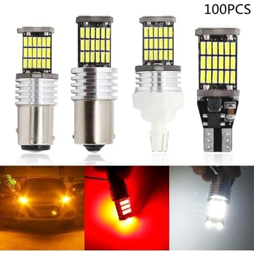 100PCS BA15S P21W BAU15S PY21W 7443 LED 1157 BAY15D P21/5W T15 W16W Canbus 21W W21/5W T20 4014 45SMD T25 3156 3157 Turn Signal