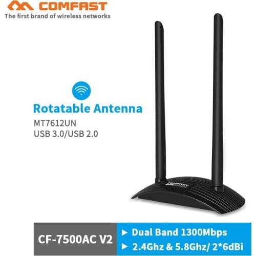 1300Mbps Gigabit Long Range Dual Band 2*6dbi Antenna USB WiFi Adapter 5G usb wireless adapter 802.11ac PC Wifi Network LAN Card