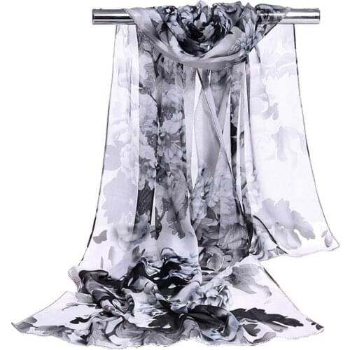 160*50cm New Fashion Print Chiffon Striped Scarf Wild Fashion Shawl Sunscreen Flower Floral Scarf Scarves