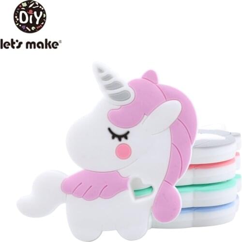 LetS Make 20Pcs SIlicone Baby Teether Cartoon Unicorn Shape Twisted Unicorn Baby Toys Teether Baby Oral Care For Kids