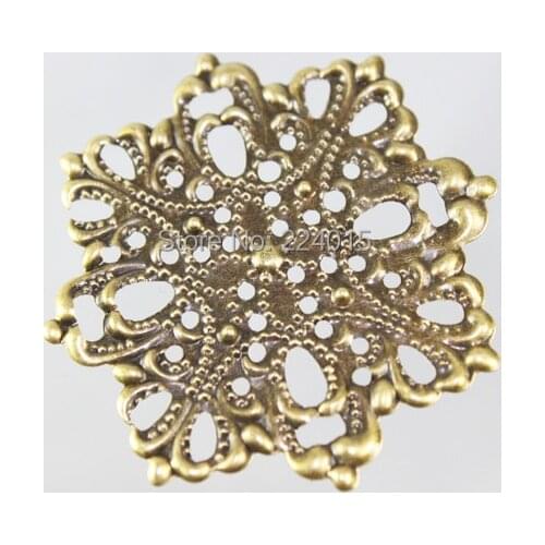 30pcs/lot 43*44mm Ancient Bronze Tone Flower Filigree Wraps Findings Connectors Hair Jewelry Embellishments