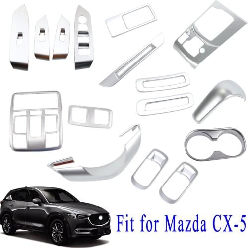 Car Accessories For For Mazda CX5 CX-5 KF Chrome Window Switch Water Cup Holder Gear Box Air Vent Cover Trim 2017 2018 2019 2020