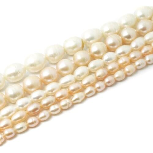Free Shipping DIY Necklace Bracelat Jewelry Making Rice Shape Natural White Pink Freshwater Pearl Loose Beads Strand 35.5cm