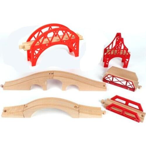 Free ship fun classical children kids natural toy wooden train rail track section connector play game toys parts fit universal