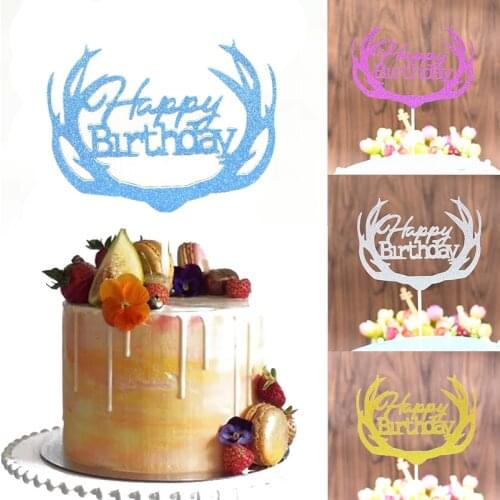 10 pcs Glitter Baking Cake Insert Decor Birthday Party Decoration Happy Birthday Cake Topper
