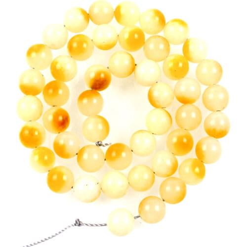 Natural Stone Beads Yellow Spot White Marble Loose Beads for Jewelry Making Needlework DIY Bracelet Strand 4-12 MM