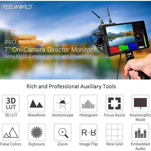 FEELWORLD F7 Pro 4K Monitor 7 Inch on Camera DSLR Field Monitor 3D LUT Touch Screen IPS HDR 50/60Hz 1920x1200 Video Cameras
