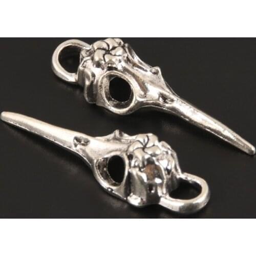 10pcs Silver Color Filigree Skull Face With Wings Charms Skeleton Halloween Pendants Jewelry Craft DIY Handmade Accessorie