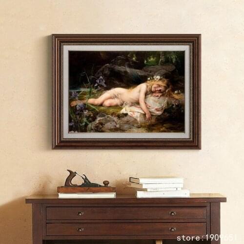 No frame classical figures angel cute girl landscape canvas printings oil painting printed on cotton wall art decoration picture