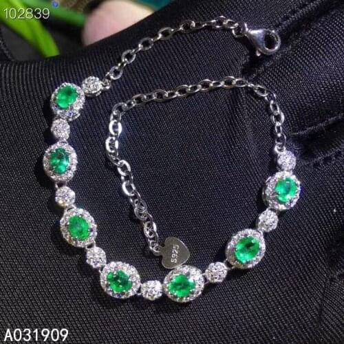 KJJEAXCMY boutique jewelry 925 sterling silver inlaid Natural Emerald ladies bracelet support detection exquisite luxurious