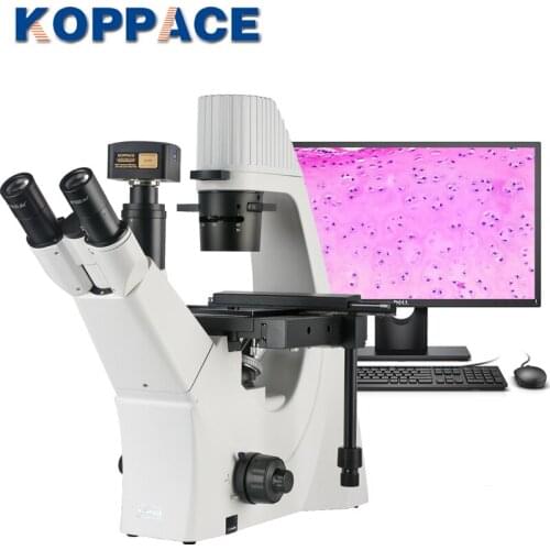 KOPPACE 100X-400X 18 Million Pixels USB3.0 Inverted Biological Compound Lab Microscope 10X Phase Contrast Objective Microscope