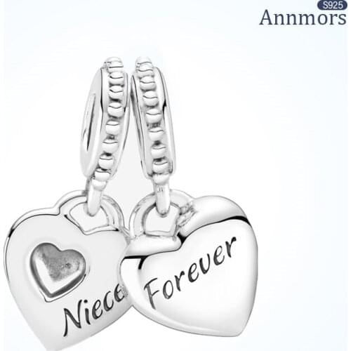 925 Sterling Silver Heart Nice Forever Pendant Fits Original Pandora Charms DIY Jewelry Bracelet Making Women Girl Festival Gift