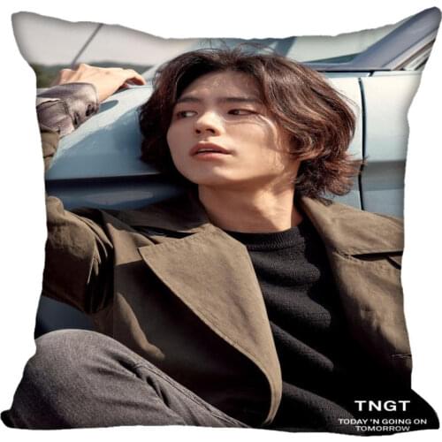Custom Kpop Park Bo Gum Printed Square silk Pillowcases 40x40cm,35x35cm One Side Satin Pillowcase Custom Logo