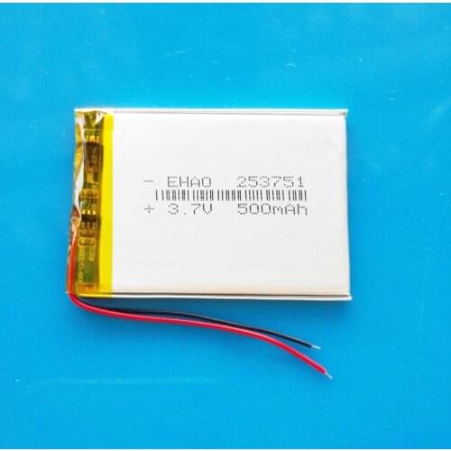 Model 253751 3.7V 500mAh lipo lithium polymer rechargeable battery for MP3 GPS bluetooth headset camera smart watch