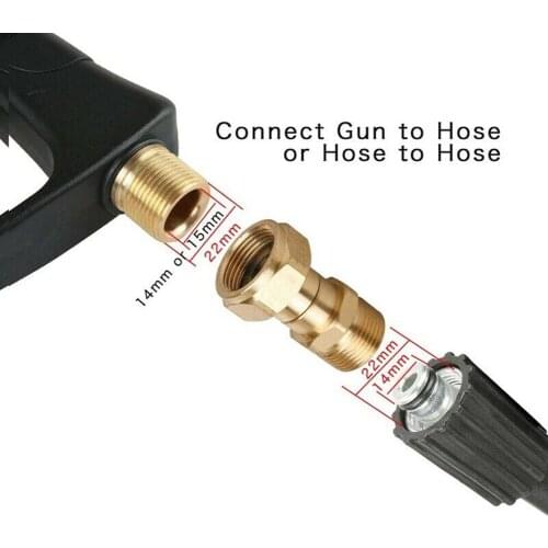 M22 14mm Thread Pressure Washer Swivel Joint Kink Free Connector Hose Fitting Water Gun Hydraulic Couplers Connector Access