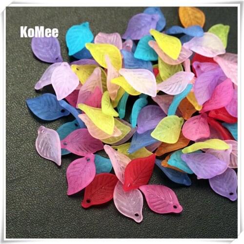 Wholesale Multi-color 500pcs/lot,Acrylic leaf beads,Frosted Acrylic Spacer Charm Leaf Beads ,for Jewelry DIY,Fast Free shipping