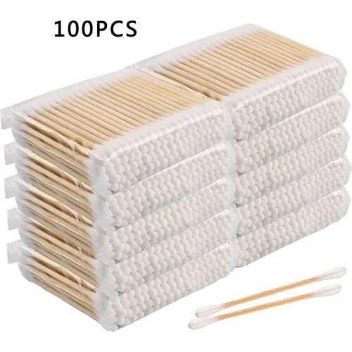 100Pcs Sticks Cotton Swabs Household Disposable Double-Headed Cotton Stick Makeup Remover Swab Sanitary Napkin