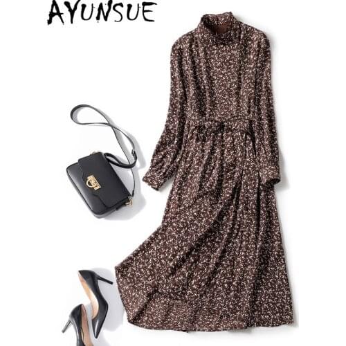AYUNSUE 2021 Womens Dress Korean Fashion Floral Vintage Dress Female Elegant Long Sleeve Dresses for Women Spring Fall Vestidos