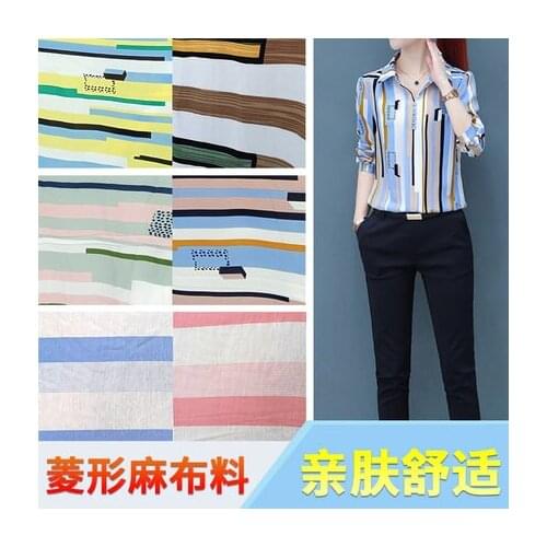 Diamond-shaped hemp stripe/dot geometric linen imitation silk shirt skirt fabric comfortable and breathable