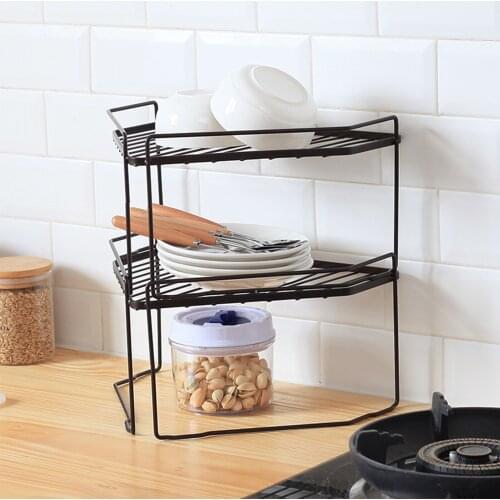Kitchen Storage Rack Counter Corner Spice Rack Bathroom Countertop Shower Caddy Organizer Storage Shelf Bowl Dish Drain Rack