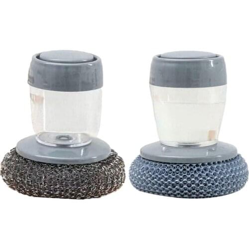 Cleaning Brush Rust-resistant with Storage Tank Practical Dish Washing Brush Replaceable Head Lightweight Clean Wire Ball