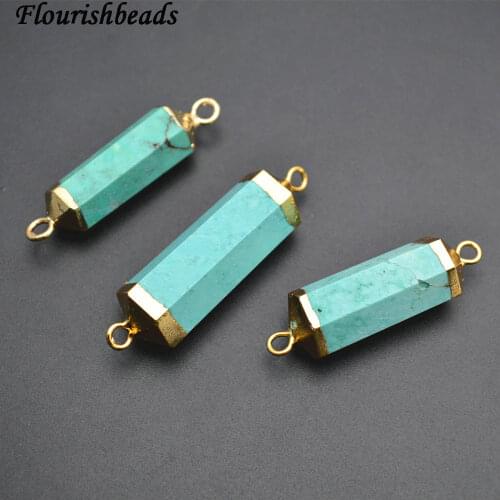 Blue Howlite Turquoise Stone Double Loops Cylinder Shape Pendant Jewelry Connectors Fashion Necklace Connectors