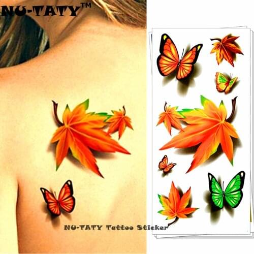 Nu-TATY Maple Leaf Clover 3D Temporary Tattoo Body Art Flash Tattoo Stickers 19*9cm Waterproof Tatoo Home Decor Wall Sticker