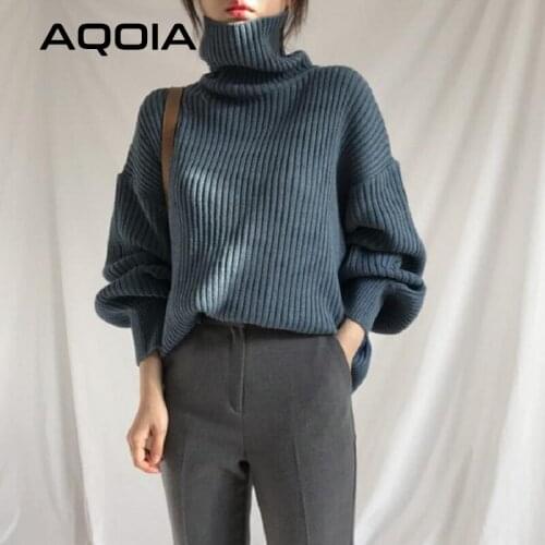 Vintage Thicken Striped Women Sweaters Autumn Winter Turtleneck Pullovers Jumpers Female 2020 Winter Korean Knitted Tops femme