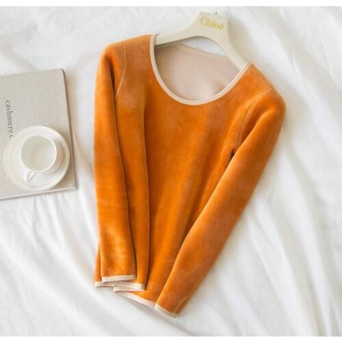 Women 2021 Autumn Winter New Thermal Underwear Tops Female O-Neck Seamless Long Sleeves Inside Undershirt Keep Warm Clothes A394