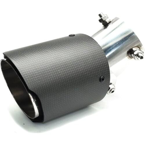 1 PCS Glossy Carbon Fiber Universal Exhaust Tip Tailpipe Car Styling No Logo Muffler Tips Straight Edge Tips 63mm Nozzle